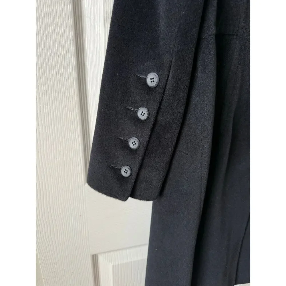 Anne Klein Black Wool‎ Angora Blend Coat Womens Size 10 Quiet Luxury Old Money